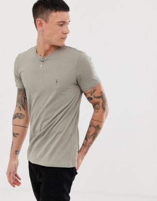 AllSaints - Tonic - T-Shirt mit Widderkopf-Logo in Grau