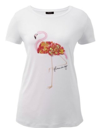 Aniston CASUAL T-Shirt Flamingo mit Pailletten bestickt - NEUE KOLLEKTION