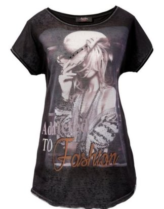 Aniston CASUAL T-Shirt mit Glitzersteinchen verzierter Frontdruck - NEUE KOLLEKTION