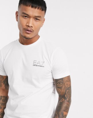 Armani - EA7 Logo Series - Weißes T-Shirt mit Logoprint am Rücken