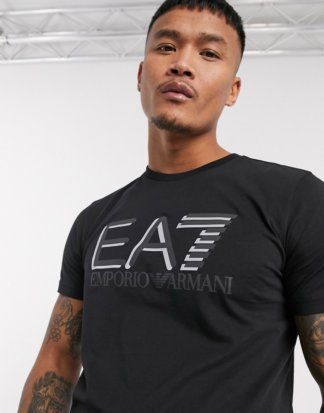 Armani EA7 - Visibility - Schwarzes T-Shirt mit großem Logo