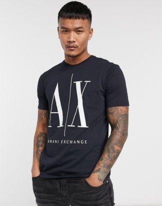 Armani Exchange - AX - T-Shirt mit großem Logo in Marine-Navy