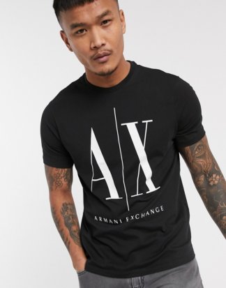 Armani Exchange - Icon AX - T-Shirt mit großem Logo in Schwarz