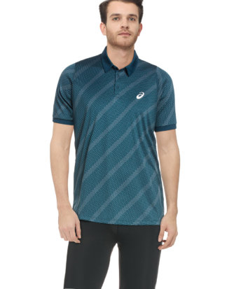 Asics T-Shirt, Polo-Kragen, gerader Schnitt blau