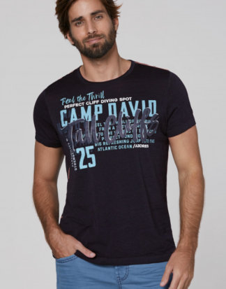 Ausbrenner-Shirt mit Puff Prints Farbe : blue navy , Größe: L