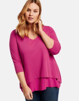 Ausgestelltes Double-Layer-Shirt Pink 40/42