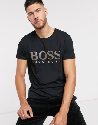 BOSS - Bodywear - Schwarzes T-Shirt mit Metallic-Logo