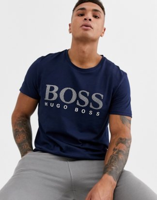 BOSS - Bodywear - T-Shirt mit Metallic-Logo in Marine-Navy