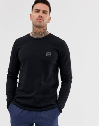 BOSS - Tacks - Langärmliges Shirt mit kleinem Logo in Schwarz