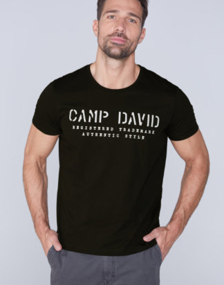 Basic T-Shirt mit Logo-Stickerei Farbe : black , Größe: L