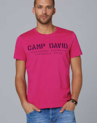 Basic T-Shirt mit Logo-Stickerei Farbe : red purple , Größe: L