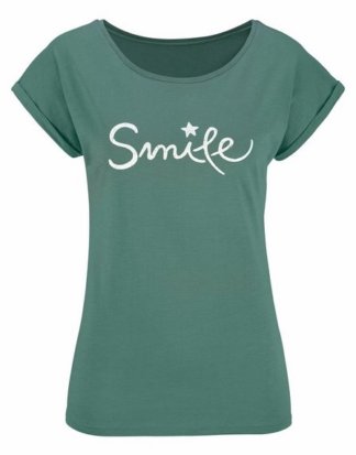 Beachtime T-Shirt mit modischem Sprüche Frontdruck "Smile"