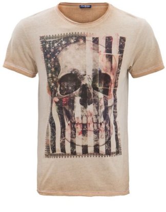Blue Monkey T-Shirt mit Nieten im Vintage-Look