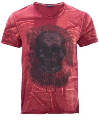 Blue Monkey T-Shirt mit Nieten und Skull-Motiv