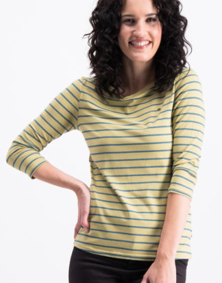Blutsgeschwister Shirt Logo Stripes Sailorette, 3/4-Arm, Rundhals gelb