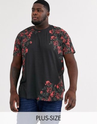 Burton Menswear - Big & Tall - Schwarzes T-Shirt mit Blumenmuster