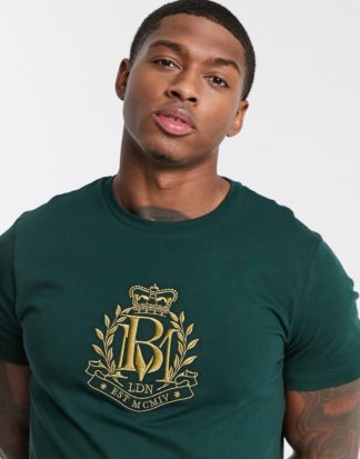 Burton Menswear - Grünes T-Shirt mit Stickerei auf der Brust