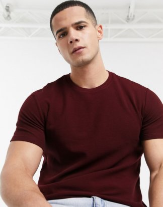 Burton Menswear - Weinrotes T-Shirt mit Waffelmuster