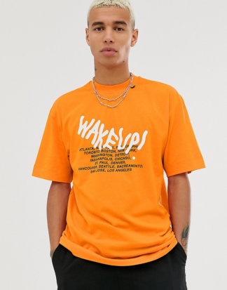 COLLUSION - T-Shirt mit weißem, im Dunkeln leuchtendem Print-Orange