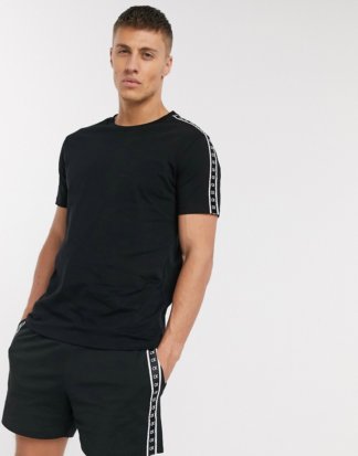 Calvin Klein - Core Beach - Schwarzes Rundhals-T-Shirt mit schwarzweißem Logoband, Kombiteil