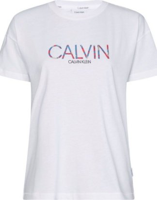 Calvin Klein T-Shirt "REGULAR FIT PRINT FILL LOGO TEE" mit floralem Calvin Logo-Print auf der Brust