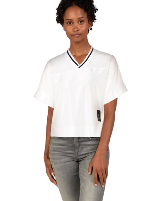 Calvin Klein T-Shirt Relaxed, V-Ausschnitt, Crop Fit weiß