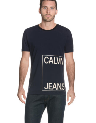 Calvin Klein T-Shirt, Rundhals, Gerader Schnitt blau