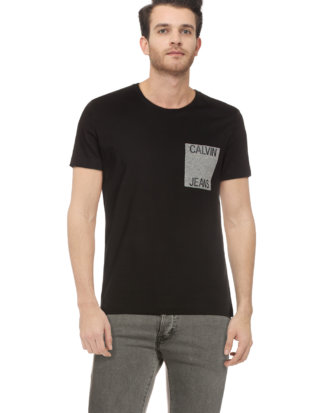 Calvin Klein T-Shirt, Rundhals, Gerader Schnitt schwarz