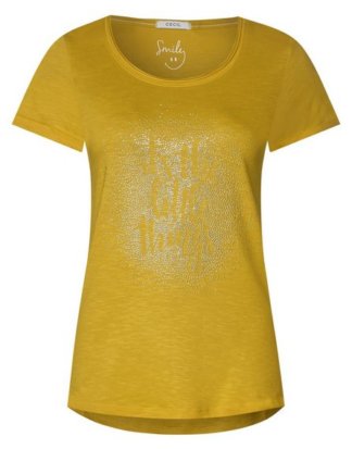 Cecil T-Shirt mit Wording und Strasssteinen
