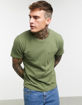 Celio - T-Shirt mit Tasche in Khaki-Grün