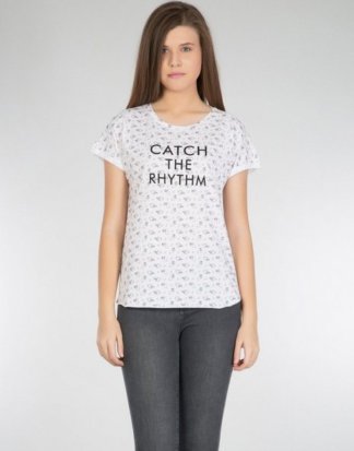 Colins Print-Shirt mit Alloverdruck und Slogan