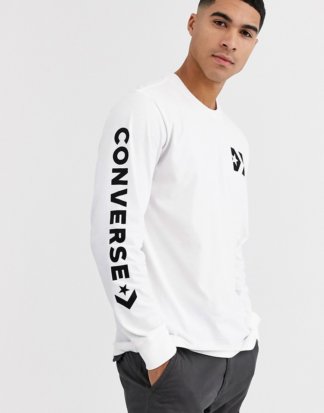 Converse - Langärmliges weißes Shirt mit Logo