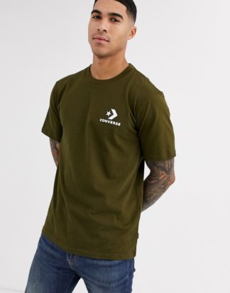 Converse - T-Shirt in Khaki mit Stern- und Sparrenmuster-Logo und Rundhalsausschnitt-Grün