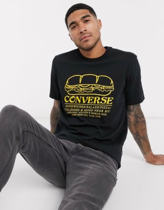 Converse - T-Shirt mit Sandwich-Shop-Grafik-Schwarz