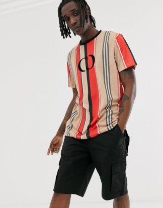 Criminal Damage - Gestreiftes Oversize-T-Shirt mit Logo-Mehrfarbig