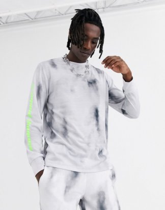 Criminal Damage - Langärmliges Shirt mit Batikmuster und Logo-Grau