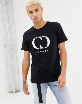 Criminal Damage - Schwarzes T-Shirt mit kariertem Logo