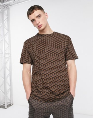 Criminal Damage - T-Shirt mit braunem, geometrischen Muster-Schwarz