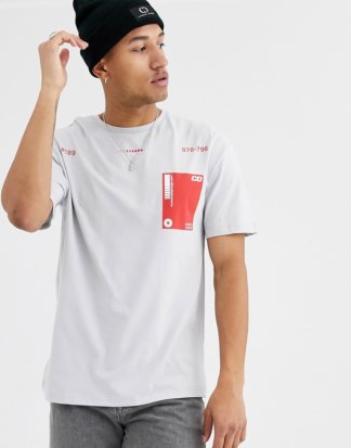 Criminal Damage - T-Shirt mit kontrastierender Tasche in Grau