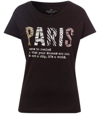 Cross Jeans® T-Shirt "55618" Metallic-Print im Animal-Stil