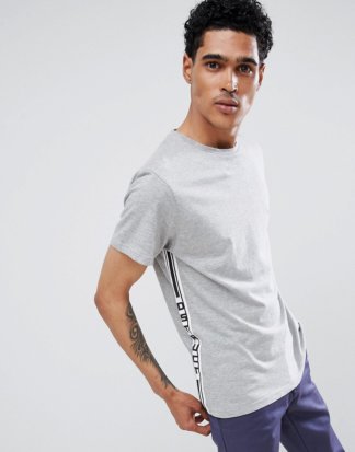 D-Struct - T-Shirt mit seitlicher Bandverzierung-Grau