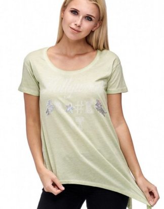 Decay T-Shirt 1/2 Arm mit schrägem Saum und Print