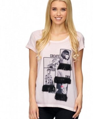 Decay T-Shirt mit Foto Print und Fransen