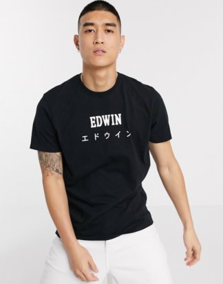 Edwin - Schwarzes T-Shirt mit japanischem Markenlogo