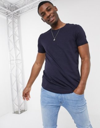 Esprit - Langes T-Shirt in Marineblau-Navy