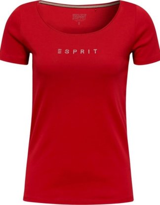 Esprit T-Shirt mit funkelndem Glitzerstein-Logo auf der Bust