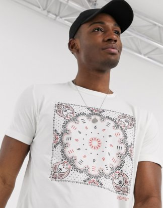 Esprit - Weißes T-Shirt mit Bandana-Print