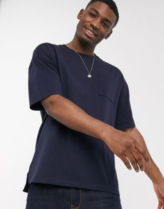 Esprit - Übergroßes, kastenförmiges T-Shirt in Marine-Navy
