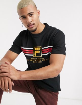 Fila - Benz - Schwarzes T-Shirt mit Logo-Blau