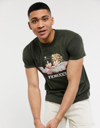 Fiorucci - Dunkelgrünes T-Shirt mit Engel-Logo